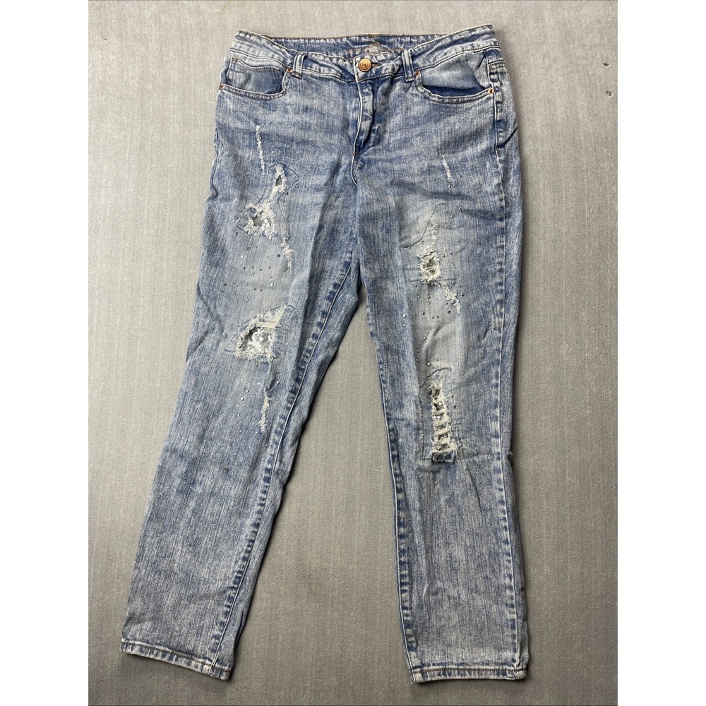 Almost Famous Womens Size 11 Distressed Stretch Jeans Mid Rise